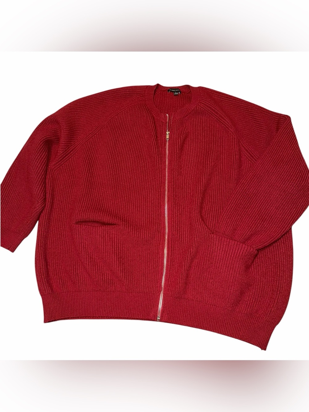 Universal Standard Red Zip-Front Ribbed Sweater Cardigan - Picture 2 of 5